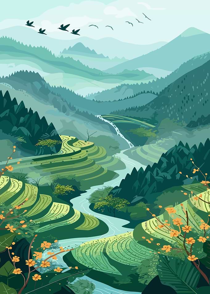 Serene Rice Terraces