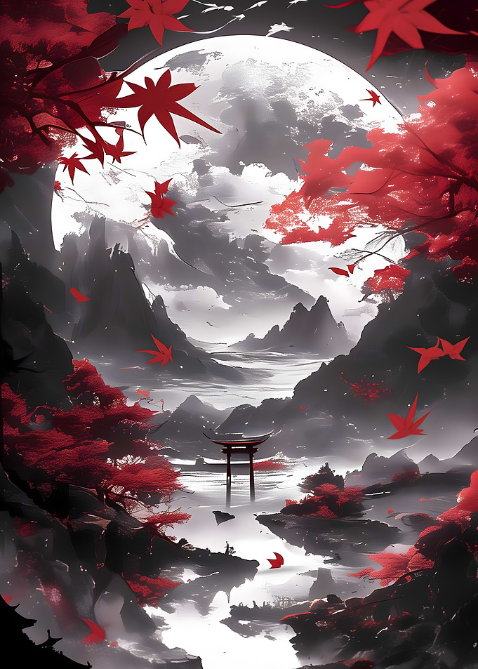 Japanese Moonlit Landscape