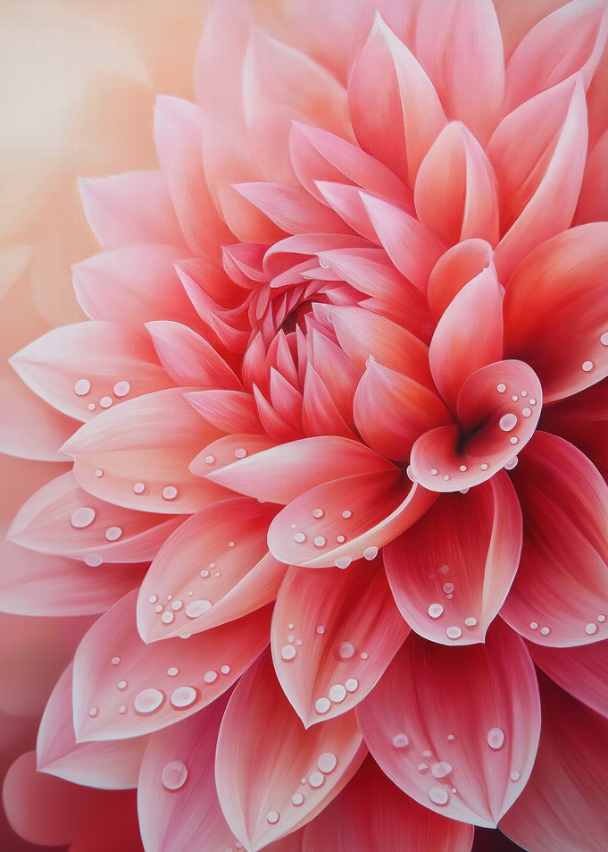 Pink Dahlia with Dewdrops