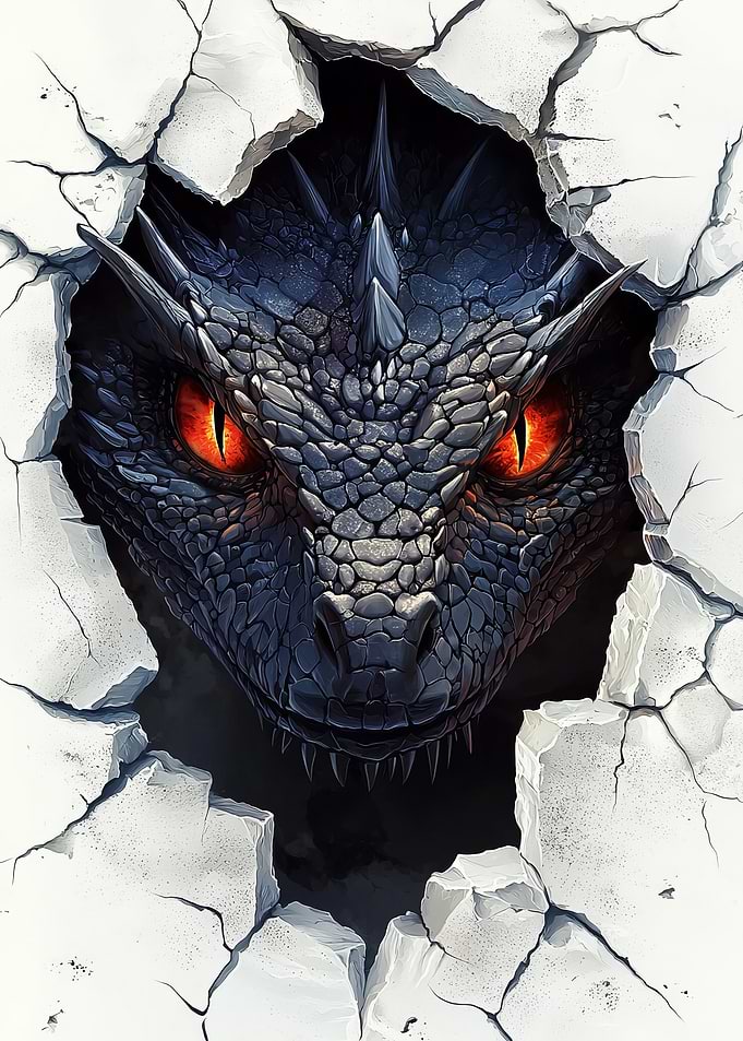 Dragon Breaking Through Wall