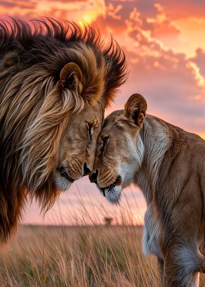 Lion Couple at Sunset