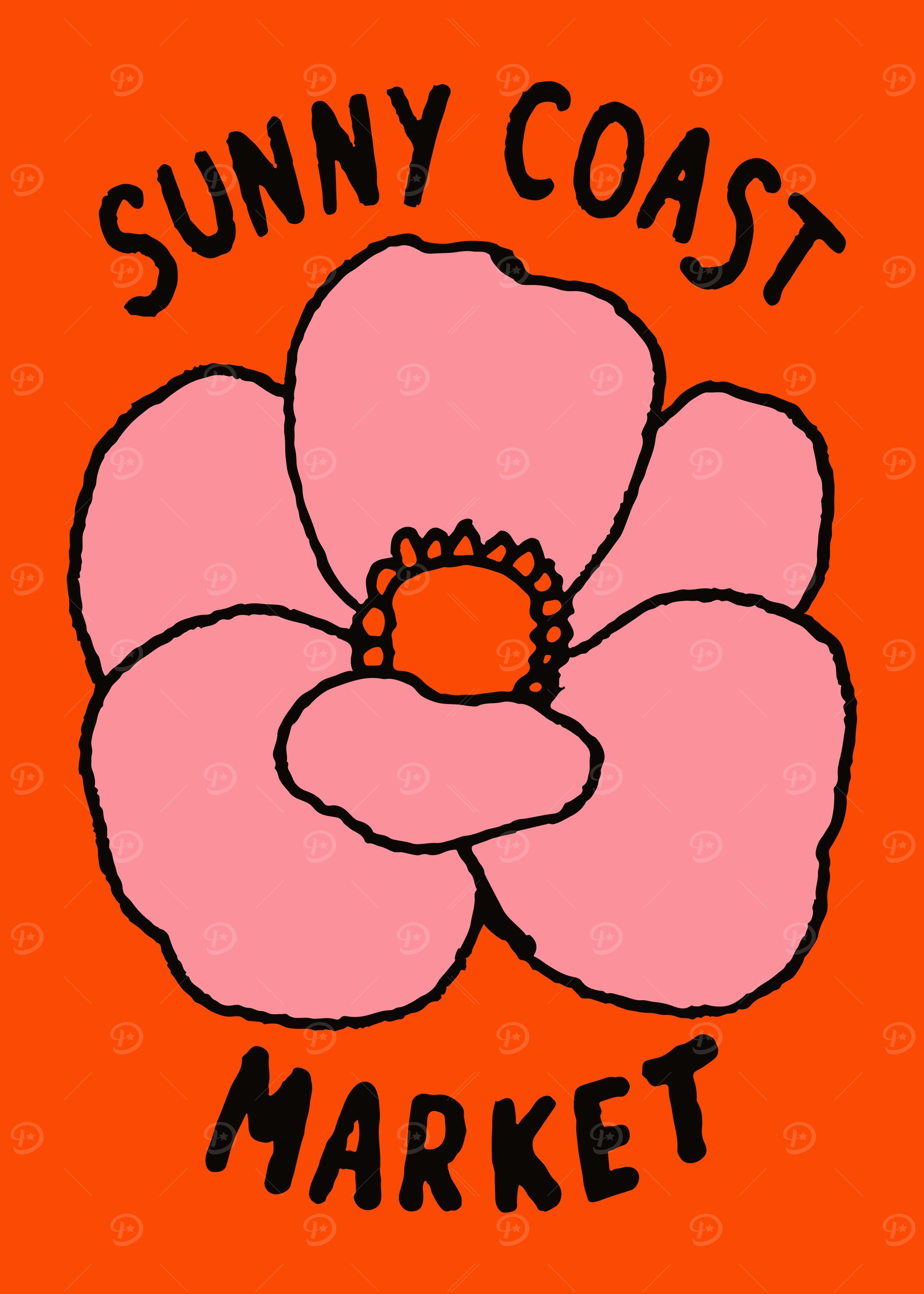 Vibrant Flower Market in Pink and Orange