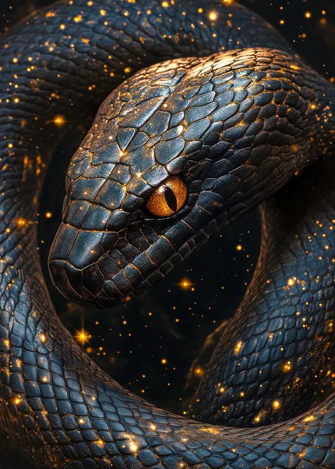 Black Snake with Golden Dust