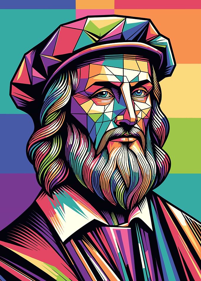 Leonardo da Vinci Colorful Portrait