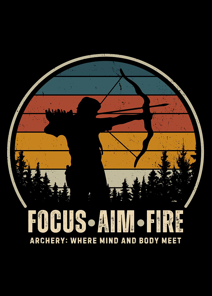 Focus Aim Fire Archery Retro Design