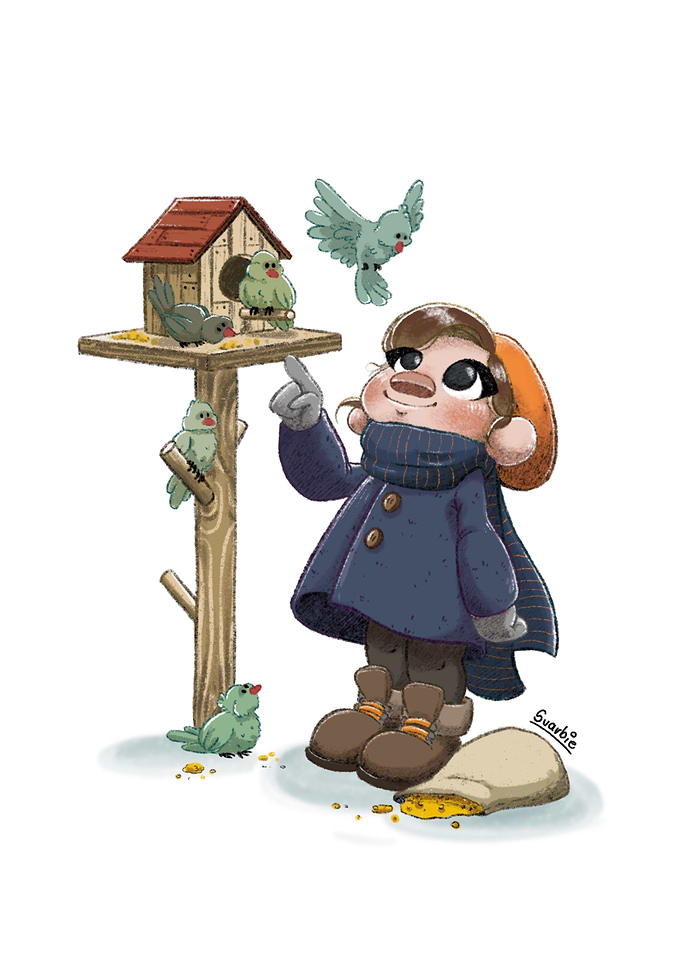 Girl Feeding Birds