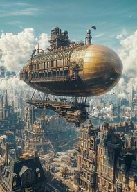 Steampunk Airship Cityscape
