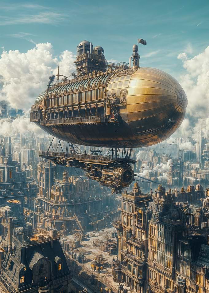 Steampunk Airship Cityscape