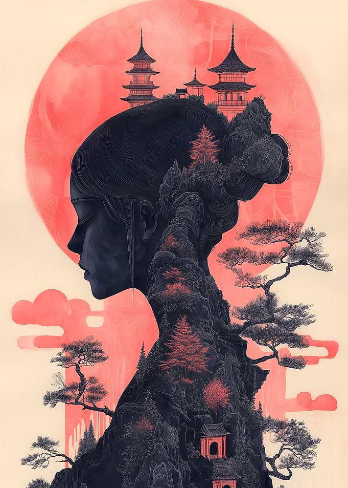Japanese Woman & Pagoda