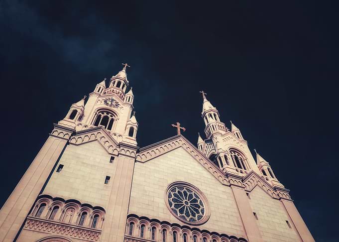 Church Facade with Twin Towers