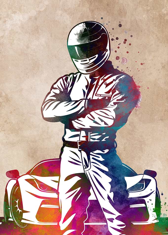 Race Car Driver Watercolor