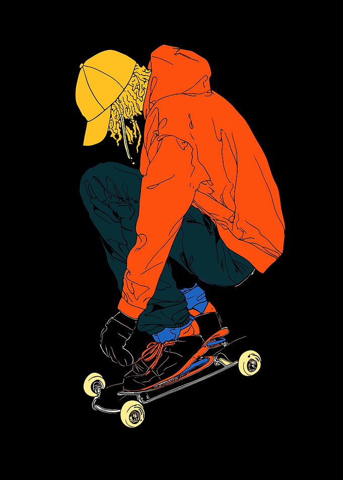 Skater in Red Hoodie