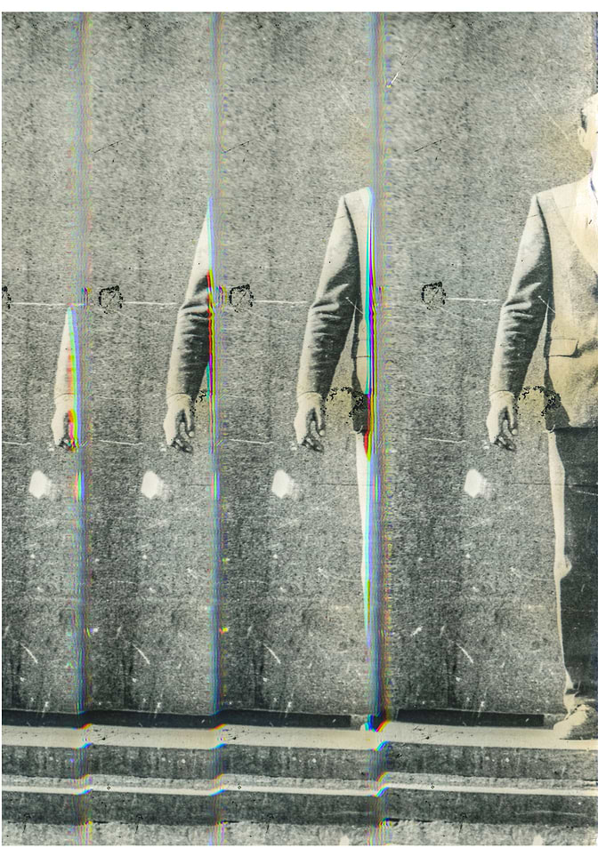 Stranger. Vintage glitch photo.