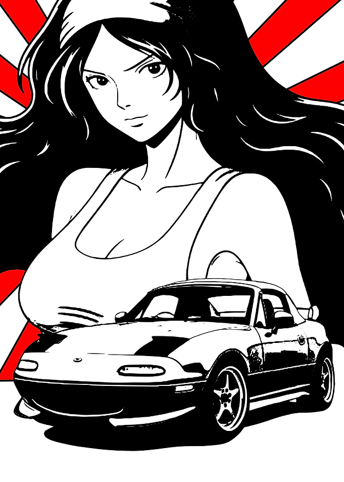 Anime Girl and Mazda Miata