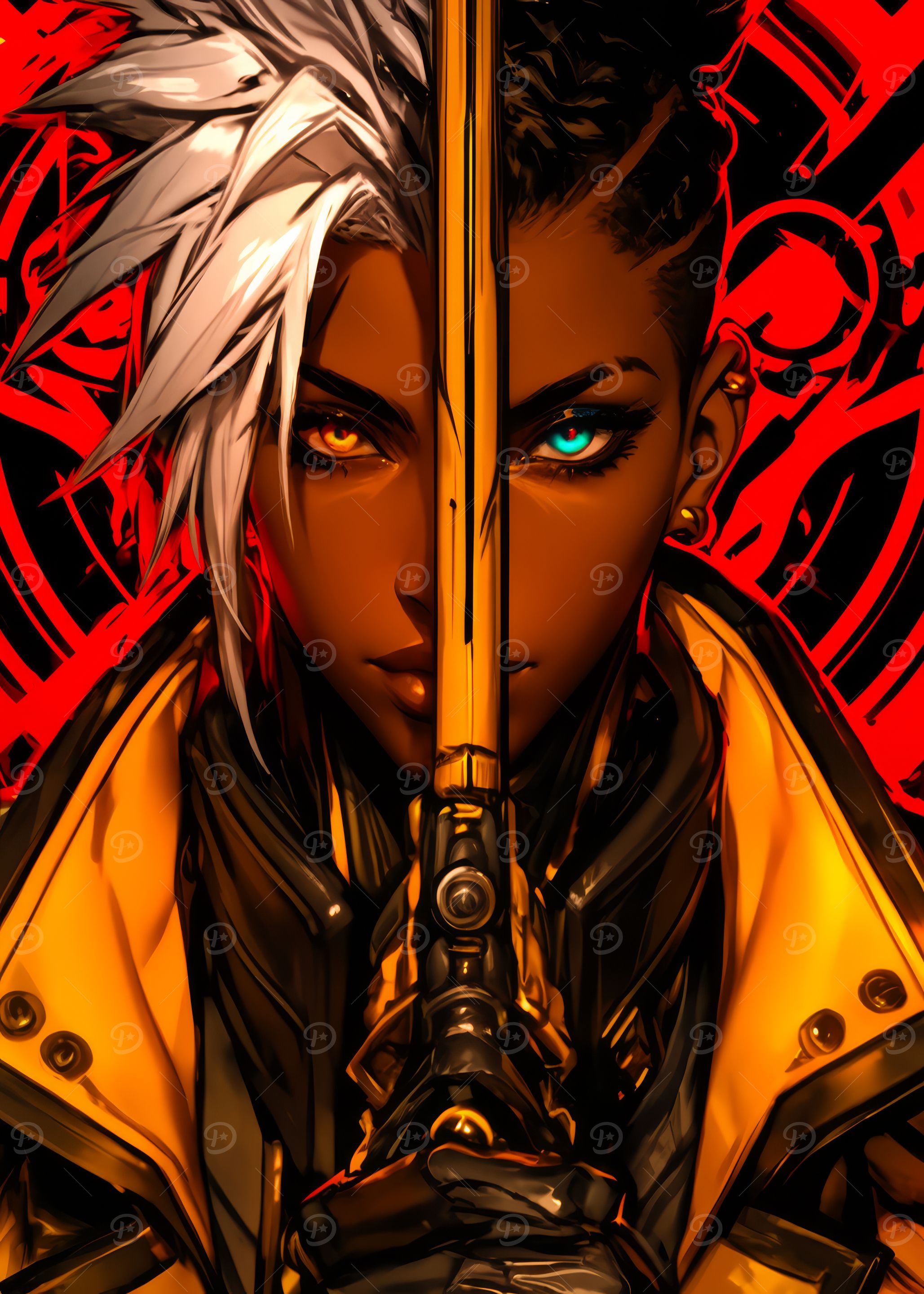 Cyberpunk Warrior Knight Magic Sword