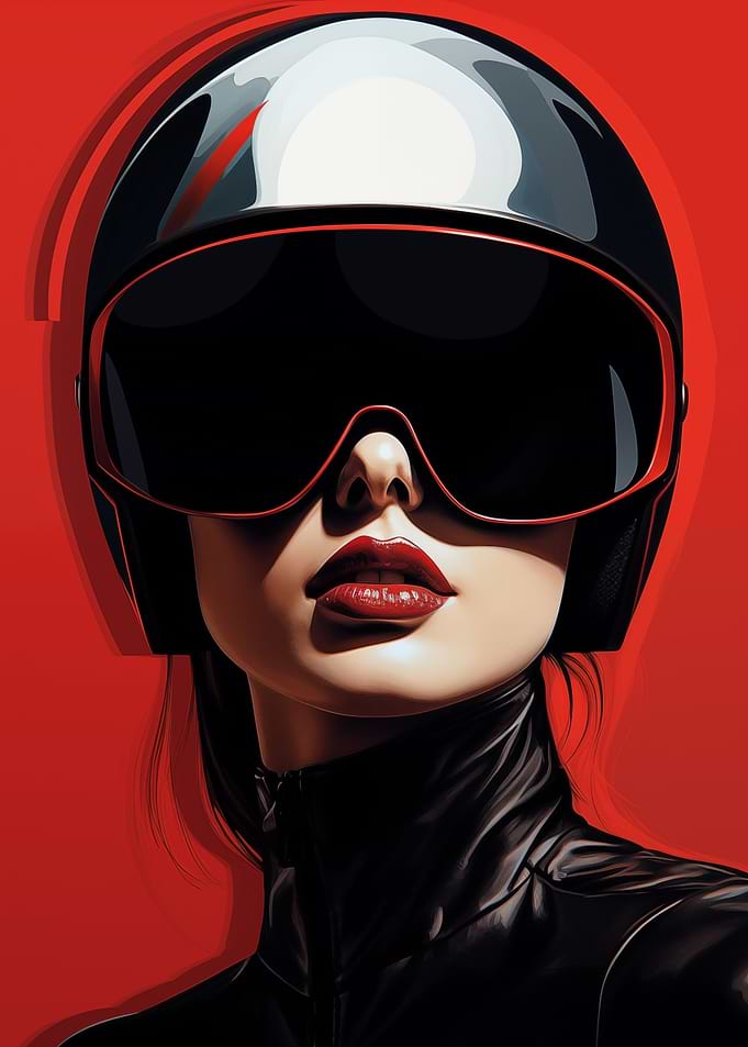 Woman in Helmet Goggles