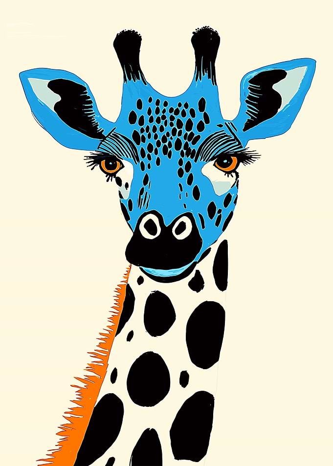 Blue Giraffe Portrait