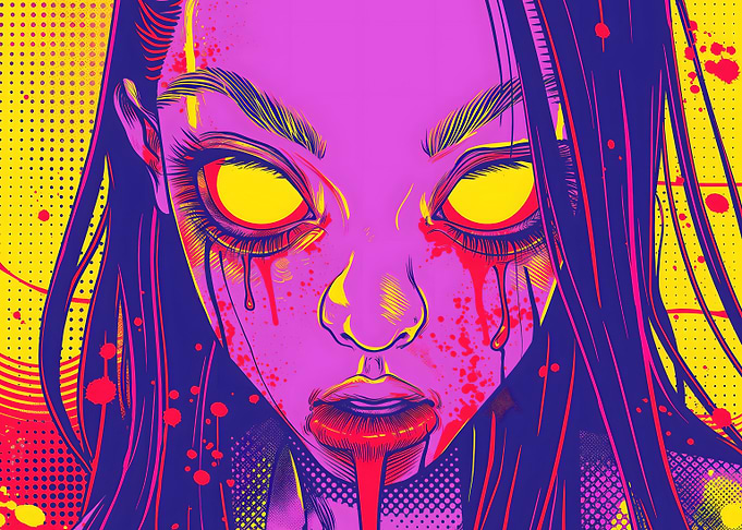Neon Horror Face