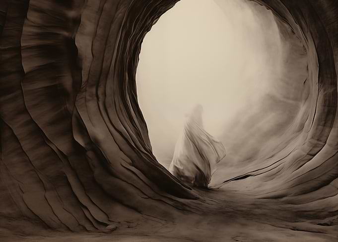 Ghostly Figure in Canyon