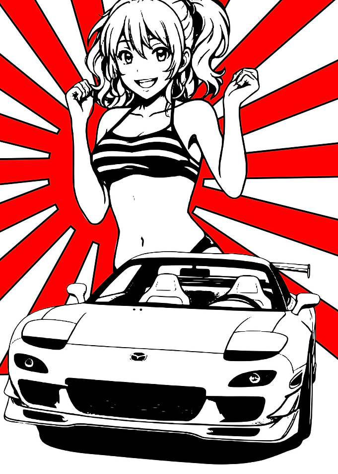 Anime Girl & Mazda RX-7