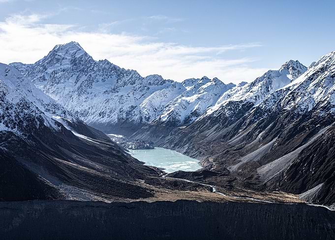 Snow-capped Mountains and Glacial Lake