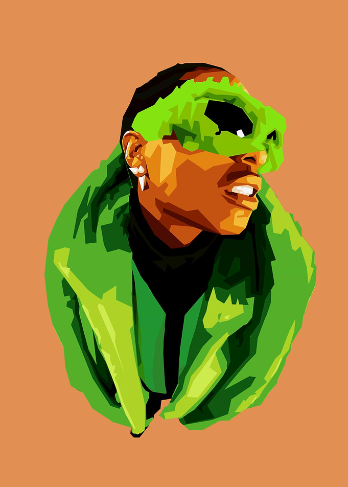 Green Masked Portrait