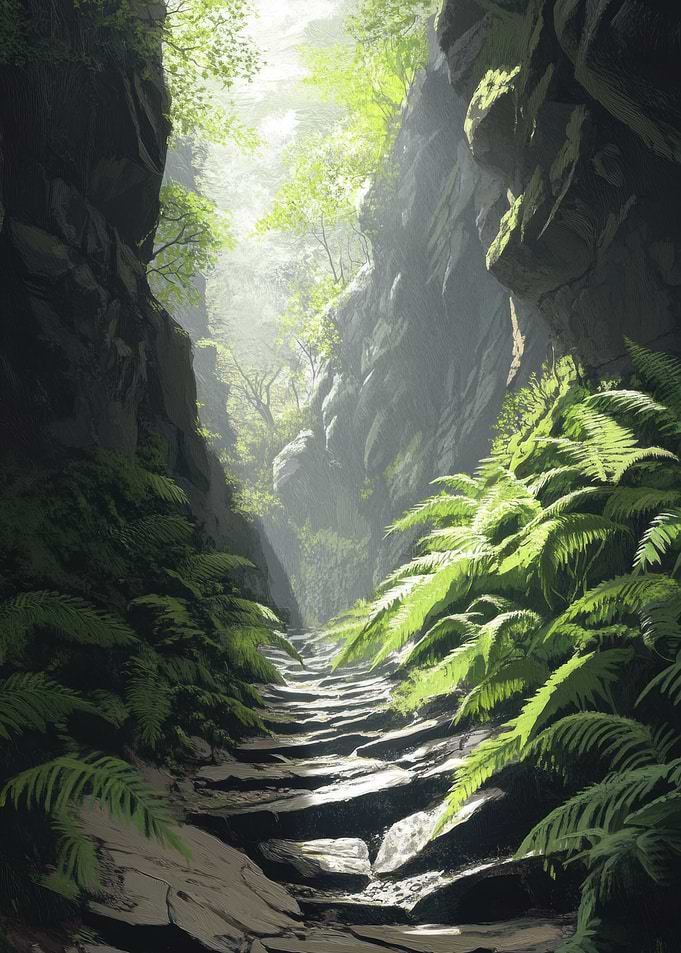Stone Path Through Forest
