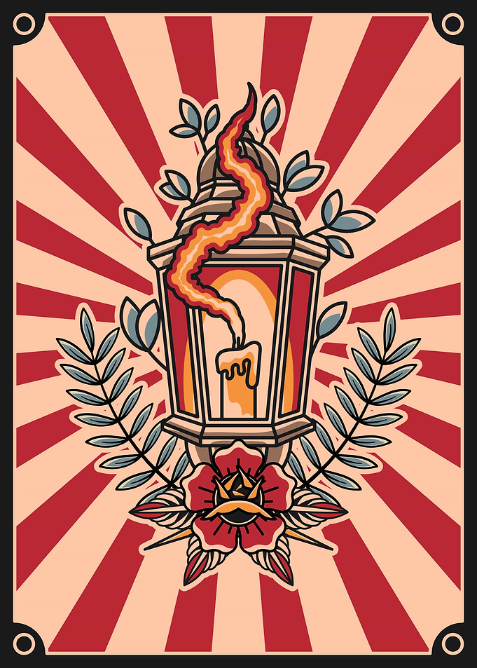 Vintage lantern & candle art