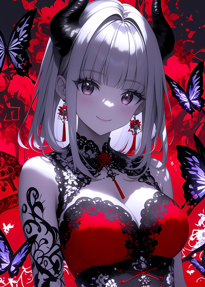 Anime Girl with Devil Horns