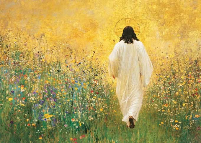 Klimt Jesus Walking in Field