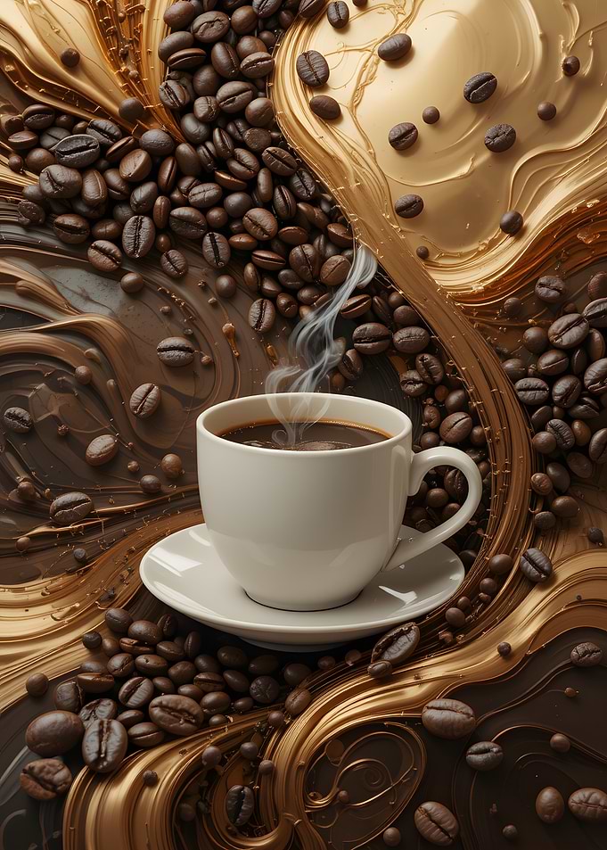 Coffee Cup with Beans