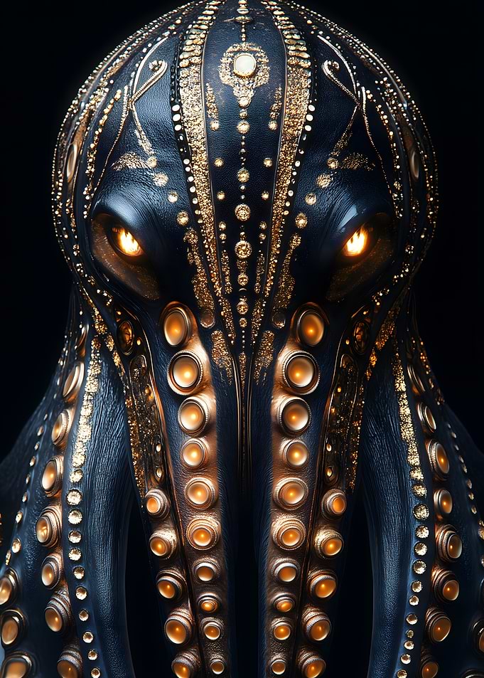 Golden Octopus Art Animal
