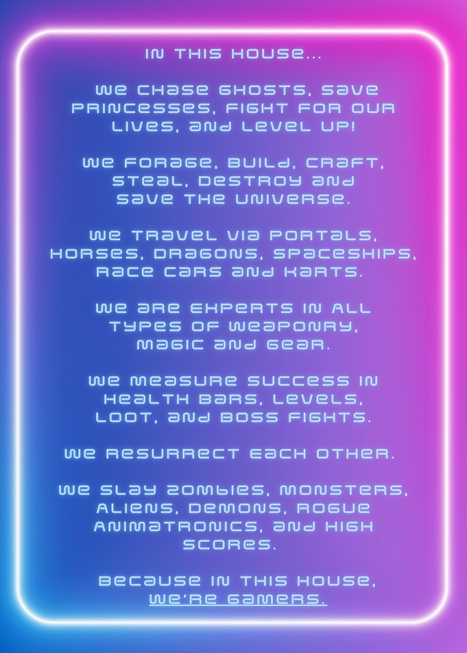 In This House We're Gamers - Simple Neon