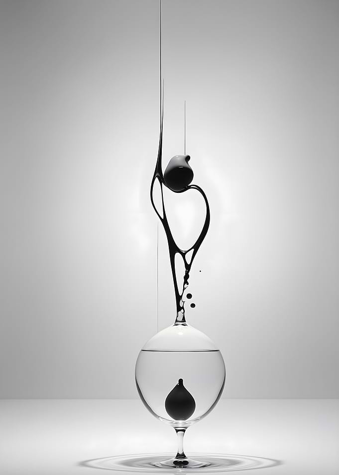 Black Ink Splash in Glass