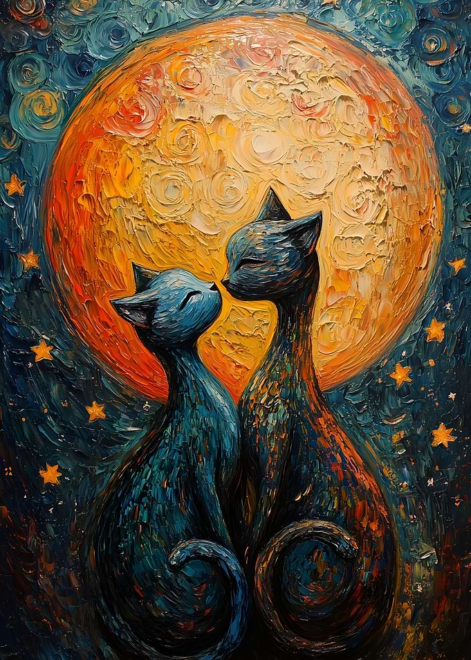 Cat Love Under the Moon