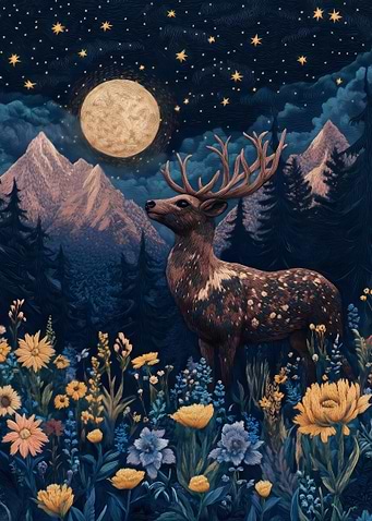 Night Deer in the Mountains