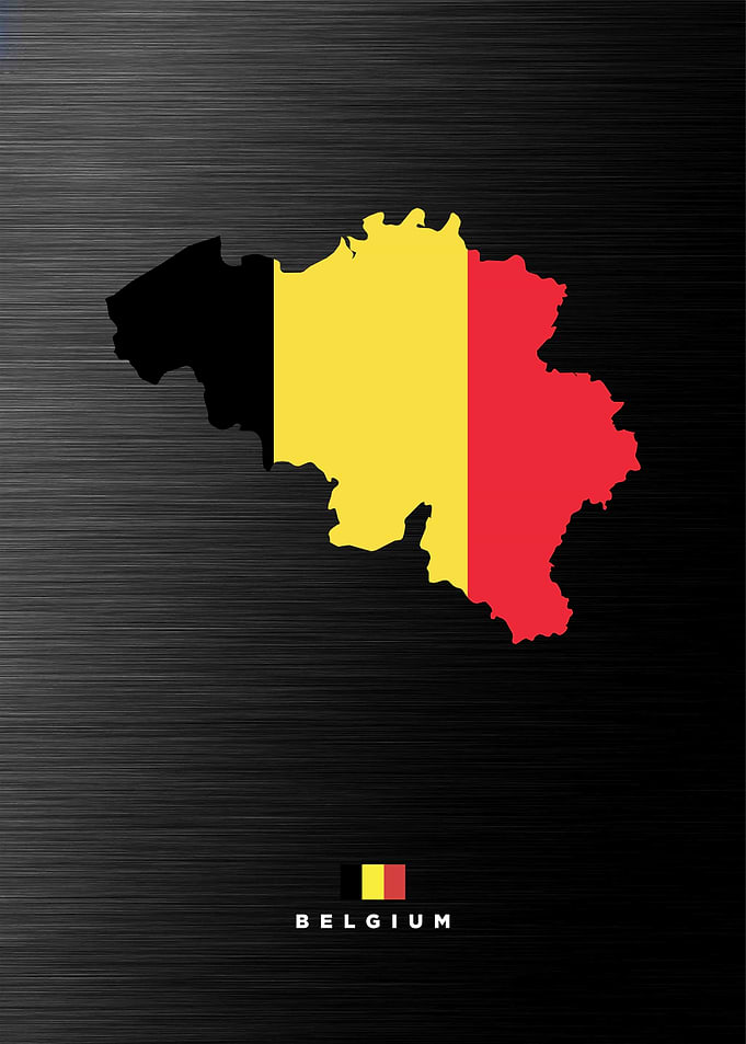 Belgium Map with Flag
