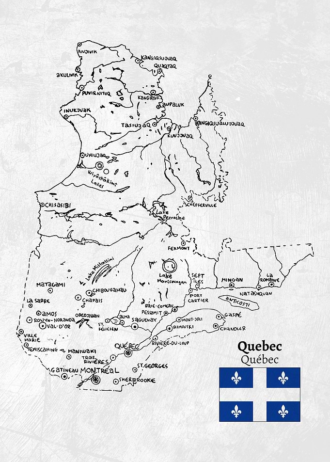 Handdrawn Map of Quebec