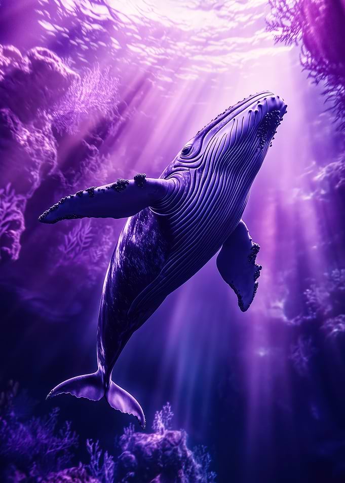 Humpback Whale in Purple Ocean