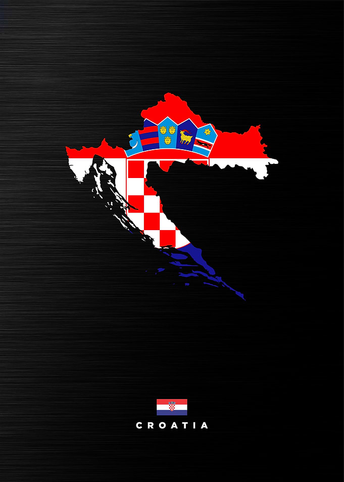 Croatia Map with Flag