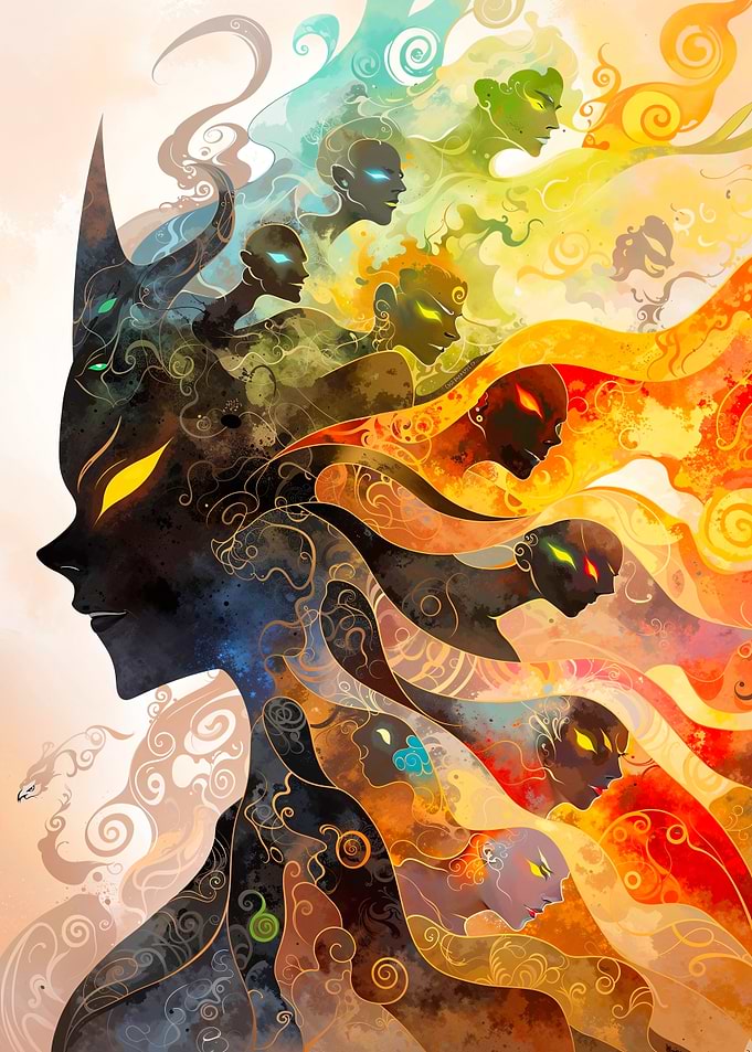 Abstract Female Figure with Multiple Faces