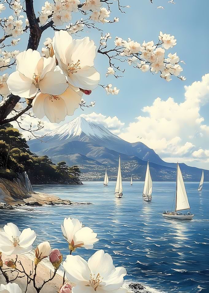 Mount Fuji Seascape Japanese Landscape