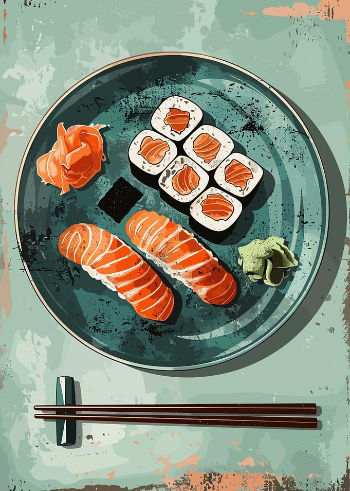 Sushi Plate with Chopsticks