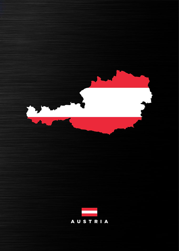 Austria Map with Flag