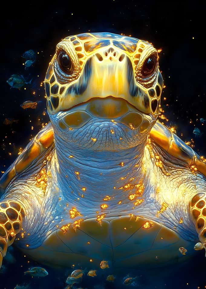 Sea Turtle with Golden Glow Animal