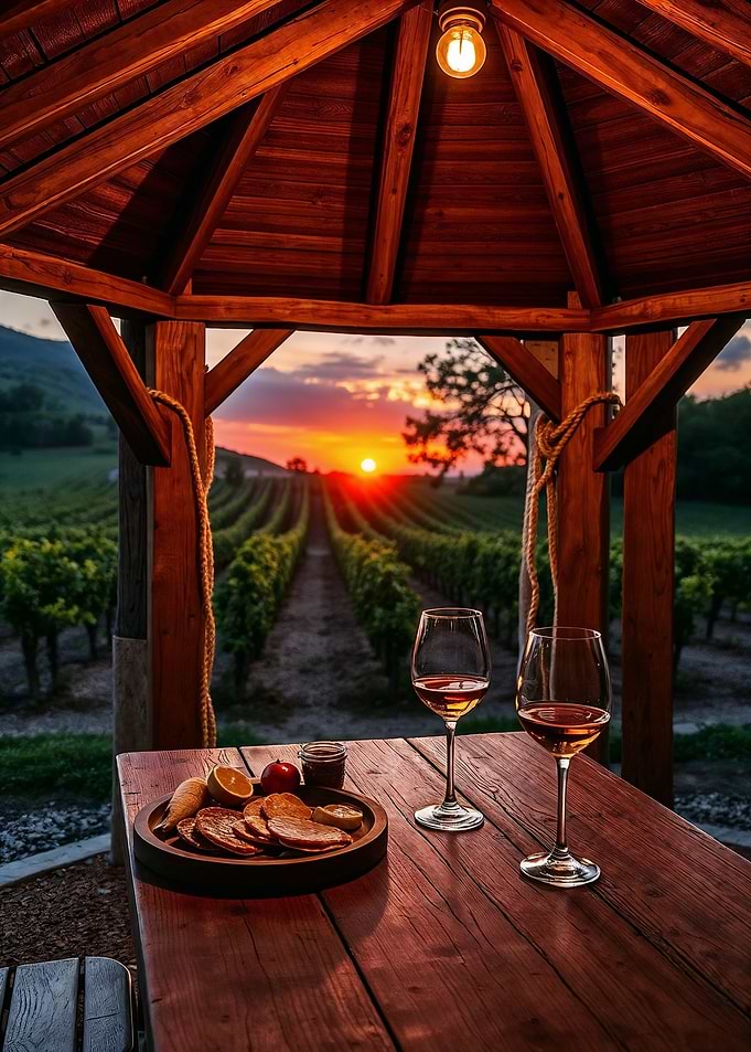 Sunset Wine Tasting in a French Gazebo