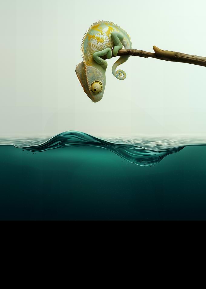 Chameleon About to Dive