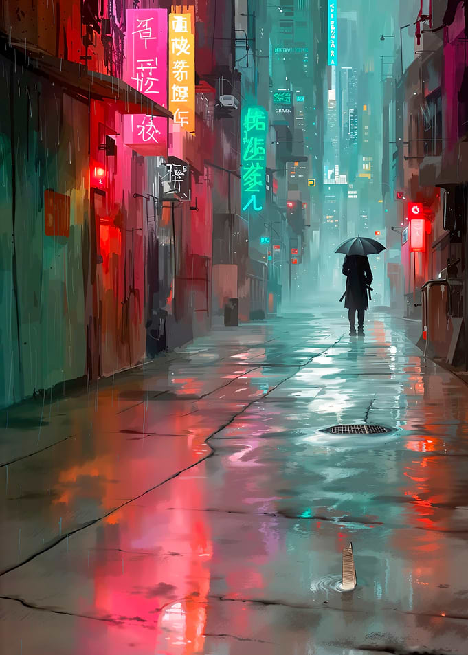Rainy Neon Alley