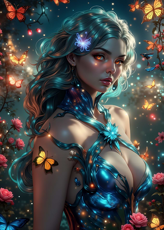 Fantasy Woman with Butterflies