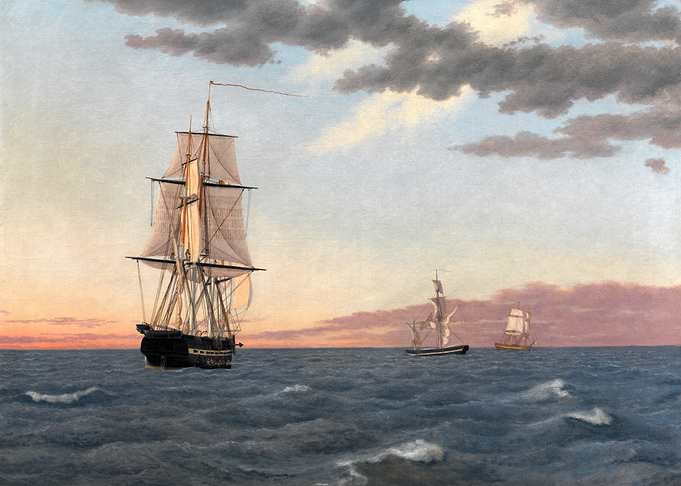 Sailing Ships at Sunset